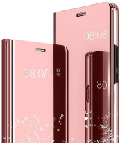 Калъф тефтер огледален CLEAR VIEW за Samsung Galaxy A13 5G A136F / за Samsung Galaxy A04s A047F златисто розов 